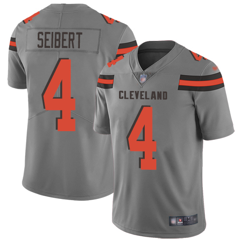 Cleveland Browns Austin Seibert Men Gray Limited Jersey #4 NFL Football Inverted Legend->cleveland browns->NFL Jersey